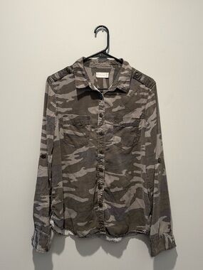 Altar'd State Women's Camouflage Button-Down Shirt Jacket - Brown & Gray